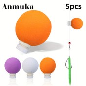 Resim 5 adet Anmuka Küresel Fly Fishing Şamandıraları - 2 Kanca Halkalı Hızlı Bağlantılı EVA Köpük Sinekler, Karışık Renkler (Turuncu, Mor, Beyaz, Limon Yeşili, Siyah) Tuzlu Su Tekne Balıkçılığı & Noel Hediyesi için 
