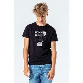 Resim Pubg Wınner Tava Baskılı Unisex Çocuk Siyah Tshirt 