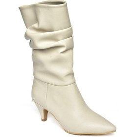 Resim Fox Shoes Ten Kısa Topuklu Büzgülü Kadın Bot L404810609 