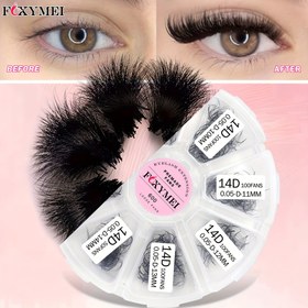 Resim 600Fans Sivri Tabanlı Gevşek Fanlar 3D 6D 10D 12D 14D Profesyonel Promade Hacim Fanları Karıştırma 8-15mm Kedi Gözü Kirpikleri C/D Kıvır promade Fanları Kirpikler İnci Kirpikleri Uzatma Otomatik Çiçeklenme Kirpik Sahte kirpikler 