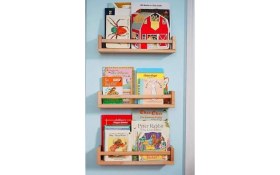 Resim Montessori Kitaplık Çocuk Bebek Odası Duvar Rafı Ahşap Kitaplık Raf 3 Adet 50 cm 