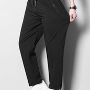 Resim 1 adet Erkek Büyük Beden Casual Spor Pantolon, Polyester Esnek, Düz Renk, Normal Beden, Fermuar Detayı, İlkbahar/Yaz Koleksiyonu 