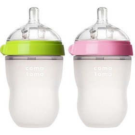 Resim Antikolik Silikon Biberon 2'li 250 ML Yeşil - Pembe 