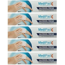 Resim Medipack Alkol Swap Cilt Temizleme Mendili 5 x 100'lü 