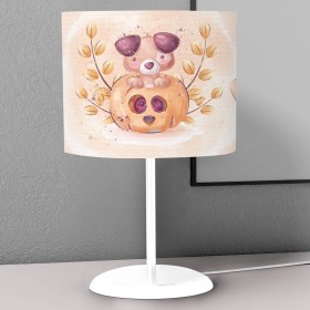 Resim instababyrooms Bej Rengi Yavru Köpek Desenli Çocuk Odası Dijital Baskılı Çocuk Odası Masaüstü Abajur Avize 