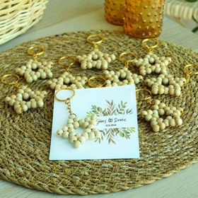 Resim 10'lu Bambu Yıldız Anahtarlık Söz, Nişan, Kına, Nikah Hediyesi 