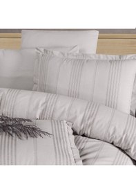 Resim Clasy Butik Tek Kişilik Armürlü Nevresim Takımı Arakis Açık Gri Açık Gri 