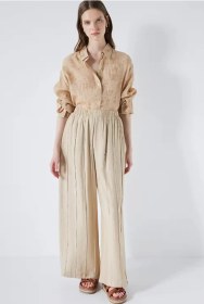 Resim Dokulu Wide Leg Fit Pantolon 