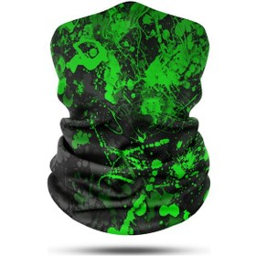 Resim Yeşil Boya Desenli Motosiklet Bandana Boyunluk Outdoor Balaklava 