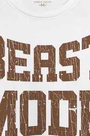 Resim Beyaz Unisex Tişört Beast Mode Gym Fitness Spor Animal Beyaz T-shirt 