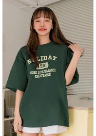 Resim Unisex Holiday Baskılı Tasarım Tshirt Yeşil 