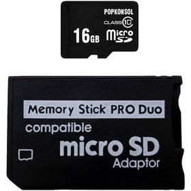 Resim Memory Stick Pro Duo 16GB PSP Hafıza Kartı MS Adaptör PSP Mikro SD Kart Çevirici POPKONSOL