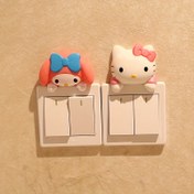 Resim 1/2 adet Sanrio Switch dekorasyon çıkartması, duvar çıkartmaları, sevimli HelloKitty Melody anahtar çıkartmaları, üç boyutlu anahtar çıkartmaları, arkadaşlar için zarif hediyeler, aile, yurt, buzdolabı için çok fonksiyonlu dekorasyon çıkartmaları 