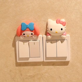 Resim 1/2 adet Sanrio Switch dekorasyon çıkartması, duvar çıkartmaları, sevimli HelloKitty Melody anahtar çıkartmaları, üç boyutlu anahtar çıkartmaları, arkadaşlar için zarif hediyeler, aile, yurt, buzdolabı için çok fonksiyonlu dekorasyon çıkartmaları 