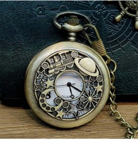 Resim keyfimshop Kişiye Özel Köstekli Cep Saati Ouartz Antika Vintage Zincirli Cep Saati 