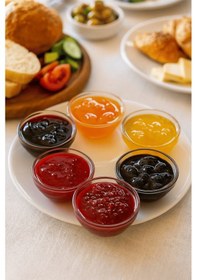 Resim 6 Lı Şeffaf Cam Reçellik Kahvaltı Sunum Kasesi - Reçel & Bal Sunumluk Şeffaf 