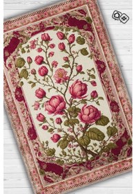 Resim Homshtag Art Deco Erguvan Çiçeği Vintage Halı Görünümlü Dijital Baskı Pembe Halı,rustik Çiçekli Halı Çok Renkli 