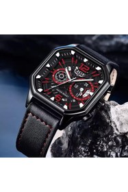 Resim Lige Lüks Deri Kordon Kare Tasarım 3 ATM Su Geçirmez Çok Fonksiyonlu Erkek Kol Saati 