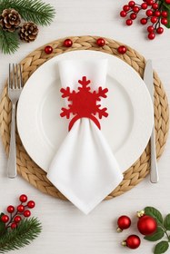 Resim Dekals Kar Desenli Peçete Sunum Yüzüğü Peçete Servis Halkası Peçete Sunum Aksesuarı 