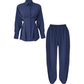 Resim BELİ BAĞLAMA DETAY TENCEL TAKIM LACİVERT - 40 / Lacivert 