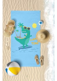 Resim Surf Dino 2 Dijital Baskılı 75x145 Cm Çocuk Plaj Havlusu 
