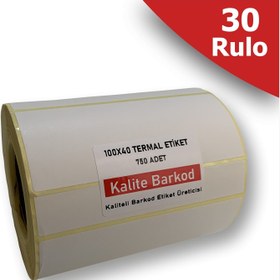 Resim Kalite Barkod 100x40 Termal Etiket 30 Rulo Barkod Etiketi 