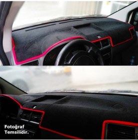 Resim Renault Fluence Uyumlu 3d Torpido Halısı Koruyucu Örtü Kırmızı Nakışlı Siyah 