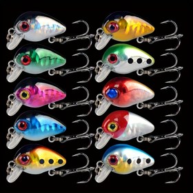 Resim 10 adet Su Yaşamı Mini Fathead Yemleri - Gerçekçi Kaya ve Balık Tasarımı, Çok Renkli Seçenekler, Dayanıklı ABS Malzeme, Bass, Carp ve Küçük Balık Avı, Balıkçılık Aksesuarları, Canlı Desenler, Kaliteli El Sanatları 