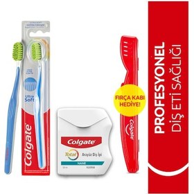 Resim Colgate Ultra Soft Diş Fırçası + Colgate Nane Diş İpi 50 M + Fırça Kabı 