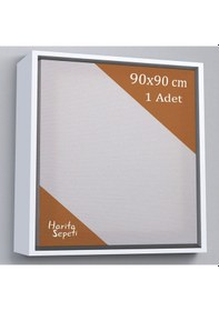 Resim Beyaz Çerçeveli Tuval 90 x 90 CM Kare Profesyonel %100 Pamuk Boş Tablo 