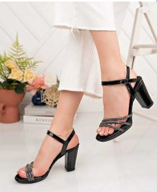 Resim İremsu Üç Şerit Taş Detaylı İnce Platform Kadın Abiye Ayakkabı Siyah 