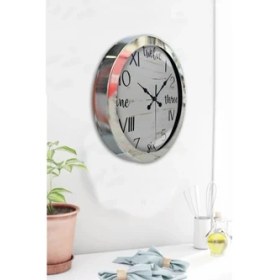 Resim Bahat Krom Çerçeveli Salon Ofis Duvar Saati 36 cm 