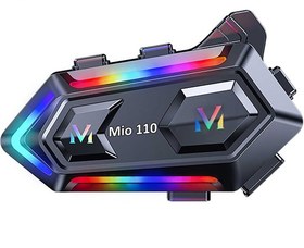 Resim Mioji Mio 110 RGB 1000 mAh IPX6 Motosiklet Kask Bluetooth Intercom Kulaklık Siyah 