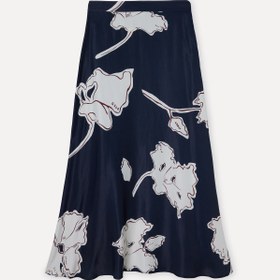 Resim Mudo Kadın Lacivert Floral Desenli A Form Midi Etek 
