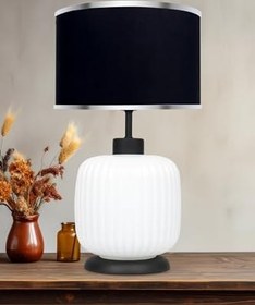 Resim MİNİMAL E-TİCARET & BİLGİ TEKNOLOJİLERİ Intense White Black Cam Abajur 