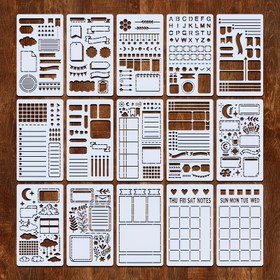 Resim 15 adet 10.16x17.78 cm Yeniden Kullanılabilir Plastik Şablon Şablonları Günlük Tutma, Planlama ve Scrapbooking için - Çeşitli Tasarımlar, Listeler, Akış Şemaları ve Yaratıcı Desenler - DIY Projeleri ve Defterler, Scrapbooking Malzemeleri için Mükemmel, Çok Yönlü Şablonlar, Yeniden Kullanılabilir Şablonlar, Günlük Tutma Şablonları 