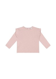 Resim Antebies Organik Pembe Kalp Jakarlı Fırfırlı Uzun Kollu Kız Bebek Tshirt 