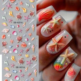 Resim 1 adet Yaz Plaj 3D Tırnak Sanatı Sticker - Deniz Kabuğu, Yıldız Balığı ve Kaplumbağa Okyanus Kaydırıcıları - Kendinden Yapışkanlı DIY Manikür Stickerleri, Canlı Tırnak Tasarımları, Tatil Tırnak Süslemeleri için | Canlı Tırnak Sanatı | Kendinden Yapışkanlı Stickerler 