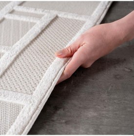 Resim Modern Krem Renkli Bohem Salon Mutfak Mekan Teras Balkon Oda Ve Çocuk Halısı Oymalı Tasarım Halı Krem - Krem 