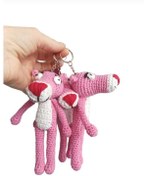 Resim Amigurumi Pembe Panter Anahtarlık Tekli 