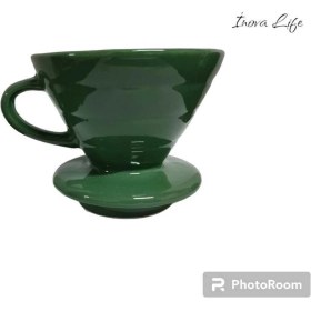 Resim Tekno Trust 600 ml ve Üzeri Inova Life Yeşil V60 02 Seramik Dripper Kahve Demleme Ekipmanı Seramik 