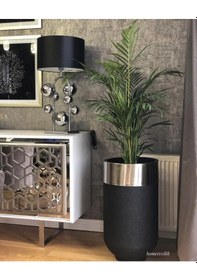 Resim Dekoratif Büyük Gümüş Saksı, Darbuka Saksı 50 Cm 