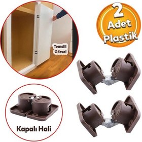 Resim Yuvarlak Kafalı Gizli Gömme Plastik 2 Adet Dolap Kapak Mobilya Katlanır Masa Menteşesi Kahverengi 