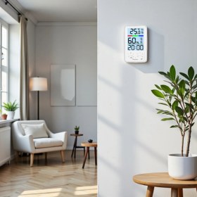 Resim Normadia Sıcaklık ve Nem Ölçer Saatli, Arka Işıklı Ekran, Pratik Kullanım 