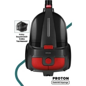 Resim Goldmaster Proton Çift Hepa Filtreli 3lt Geniş Hazneli Hız Ayarlı Cyclonic Toz Torbasız Elektrikli Süpürge 