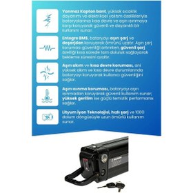Resim Skyjet Nitro Uyumlu 36v 10ah Güçlendirilmiş Elektrikli Bisiklet Bataryası Siyah 