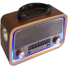 Resim BRC06 Yeni Rt-301 B Nostaljik Görünümlü Bluetoothlu Ve Fenerli Mp3 Çalar Radyo Müzik Kutusu 