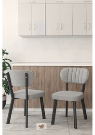 Resim Gnr 70x110cm Sabit Atlantik Mutfak Masası Takımı, Yemek Masası, 4 Modern Gri Sandalye Gri 