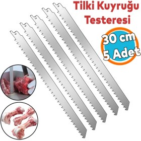 Resim Tilki Kuyruğu Kemik Kesme Testeresi Kurban Et Paslanmaz Çelik Bıçak Buz Kesme Ağzı Ucu 30 cm (5 Adet) 