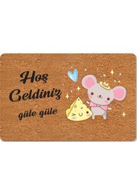 Resim Dijital Baskılı Kapı Önü Paspas Hoşgeldiniz Çok Amaçlı Iç Ve Dış Kapı Paspası Açık Gri 